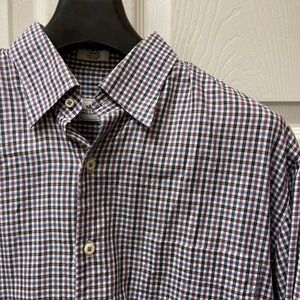 Peter Millar Men's Sz Medium Blue, Purple & White Checked Button Up 100% Cotton